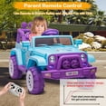 thumbnail image 3 of 12V Electric Kids Car Toy Unicorn Ride On Car with Remote Control, DIY Stickers, MP3, LED Lights, Full Function Doors, Four Wheels Suspension, 2 Motors, Purple / Cyan, 3 of 7