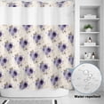 thumbnail image 2 of No Hook Shower Curtain, Purple Spring Floral Shower Curtains for Bathroom with See Through Top Window, Farmhouse Flowers Modern Art Waterproof & Washable Bath Curtain 66"x72", 2 of 9