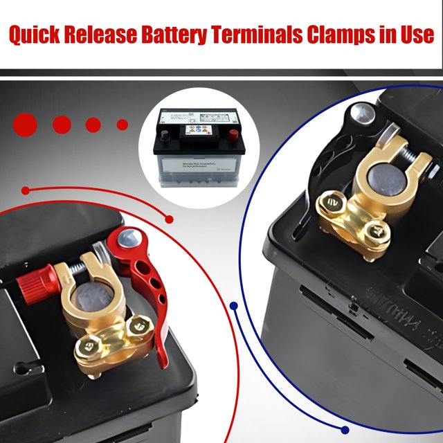 Ruiboury 2pieces Battery Quick Release Heavy Duty Battery Terminal Connectors For Car Shown as Pictures 1Set
