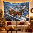thumbnail image 3 of Horse Pulling Red Sleigh Across Stone Bridge, Cozy Vintage Style for Horse Lovers, Festive Wall Art, Christmas Gift Tapestry Wall Hanging for Living Room and Entryway, 3 of 7