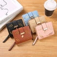 thumbnail image 4 of Cartera de mujer con diseño de hojas cortas y pliegues, monedero de moda coreana con agujeros para mujer, tarjetero, 4 of 5