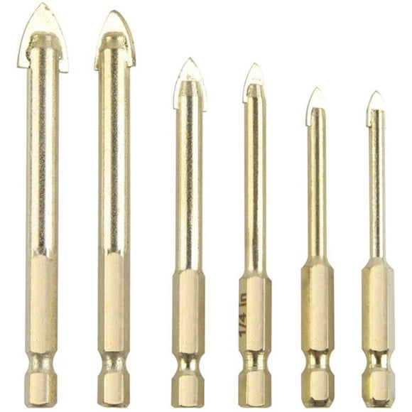 6PCS Ceramic Glass Tile Drill Bit Tungsten Steel Hexagonal Drill Bits Hard Alloy Tile Drill Bit for Marble Metal Drill Bit