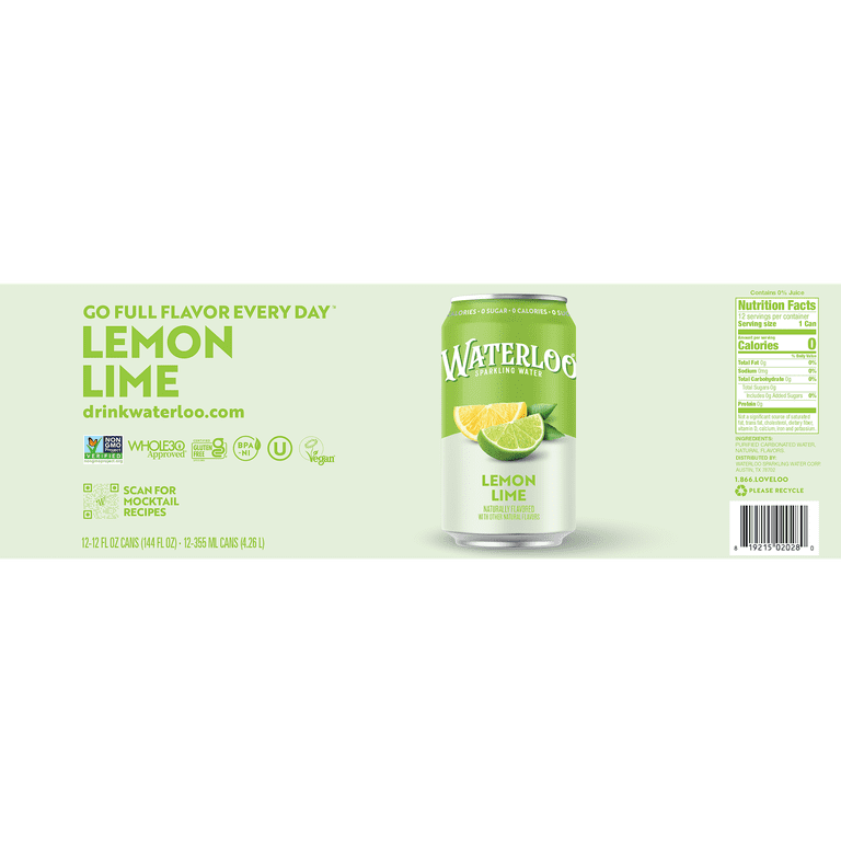 Waterloo Lemon-Lime Sparkling Water, 12 fl oz, 12 Pack photo 6