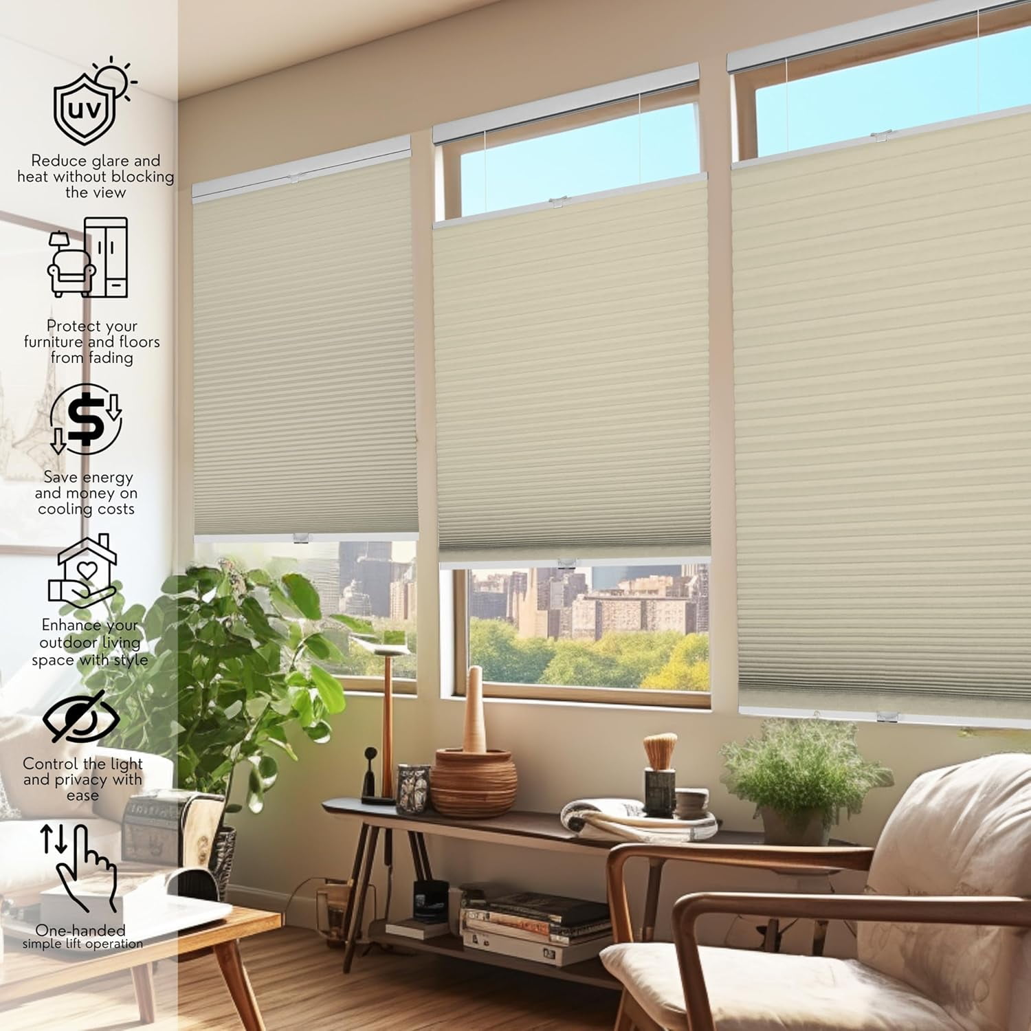 Chicology Beige Blackout Cordless Top Down Bottom Up Cellular Shades 36 in. W x 48 in. L
