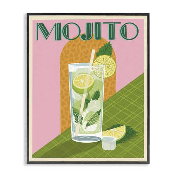 Stupell Industries Traditional Classic Retro Mojito Black Framed Giclee Art, 11 x 14, by Jo Reid