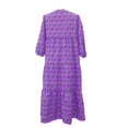 thumbnail image 4 of Ayolanni Puff Sleeve Women Summer Dresses Geometric Print Hawaii V-Neck 3/4 Sleeve Maxi Shift Dress Boho Ruched Vacation Beach Knee Length Sundress Purple XL, 4 of 5