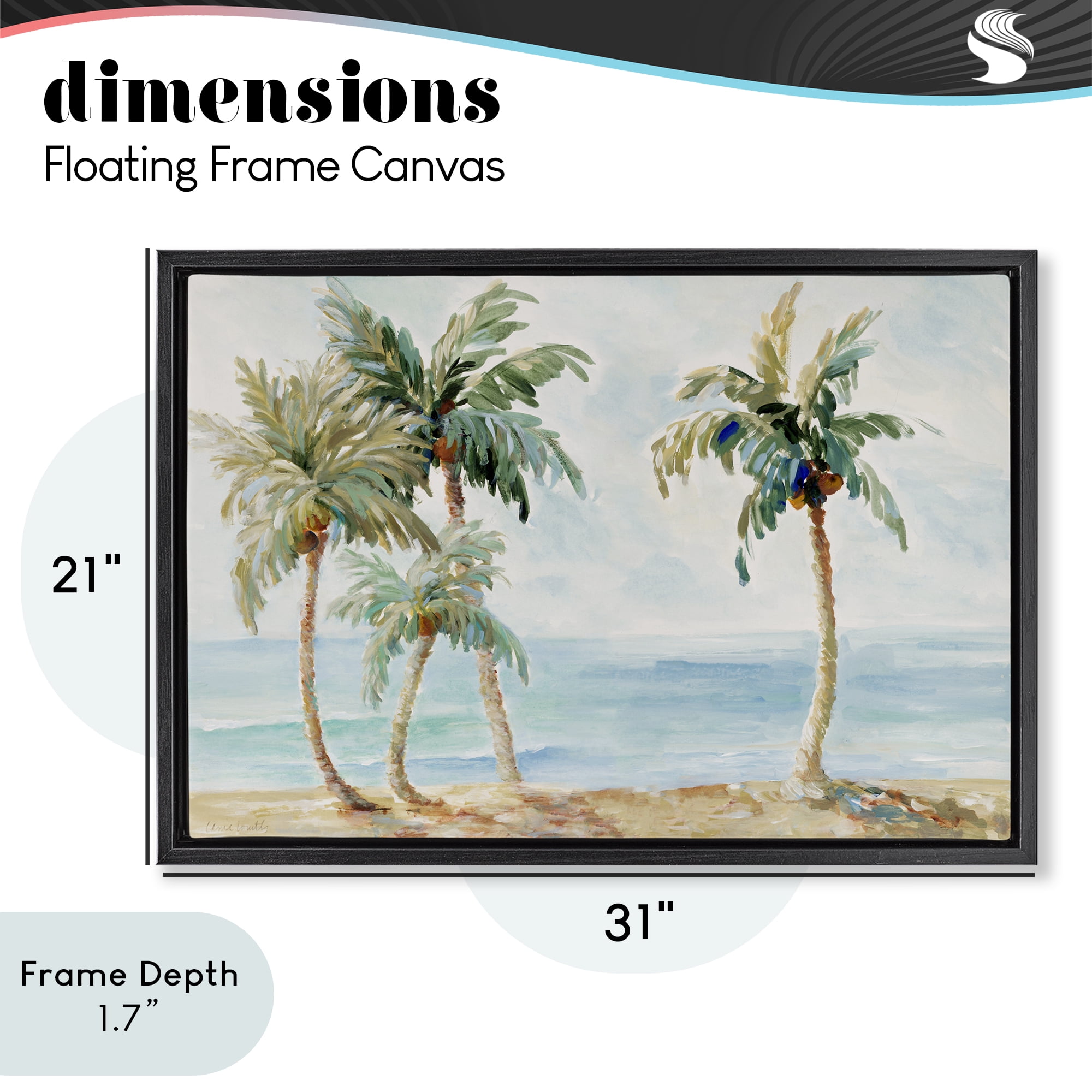 Stupell Industries Palm Trees in Paradise Black Framed Floater Canvas Wall Art, design by Lanie Loreth