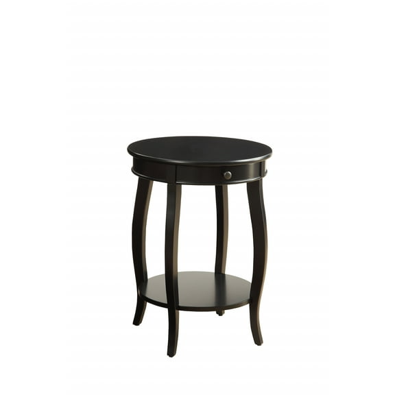 Vintage Look Black Wood End Table with Storage