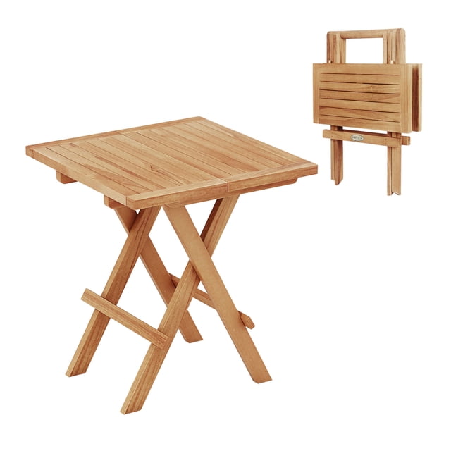 Gymax Patio Folding Side Table w/X-shaped Legs Slatted Tabletop for Backyard Outdoor
