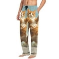 thumbnail image 5 of Jumping Orange Cat Mens Cotton Pajama Pant Sleep and Lounge Bottons with Pockets, 5 of 7