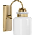 thumbnail image 6 of Fessler Collection One-Light Vintage Brass Opal Glass Farmhouse Bath Light, 6 of 13