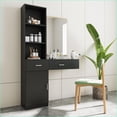 thumbnail image 3 of Hair Desks | Black Modern Storage Desk with Drawers, Cabinet & Hair Dryer Holes | MDF, Black, 3 of 18