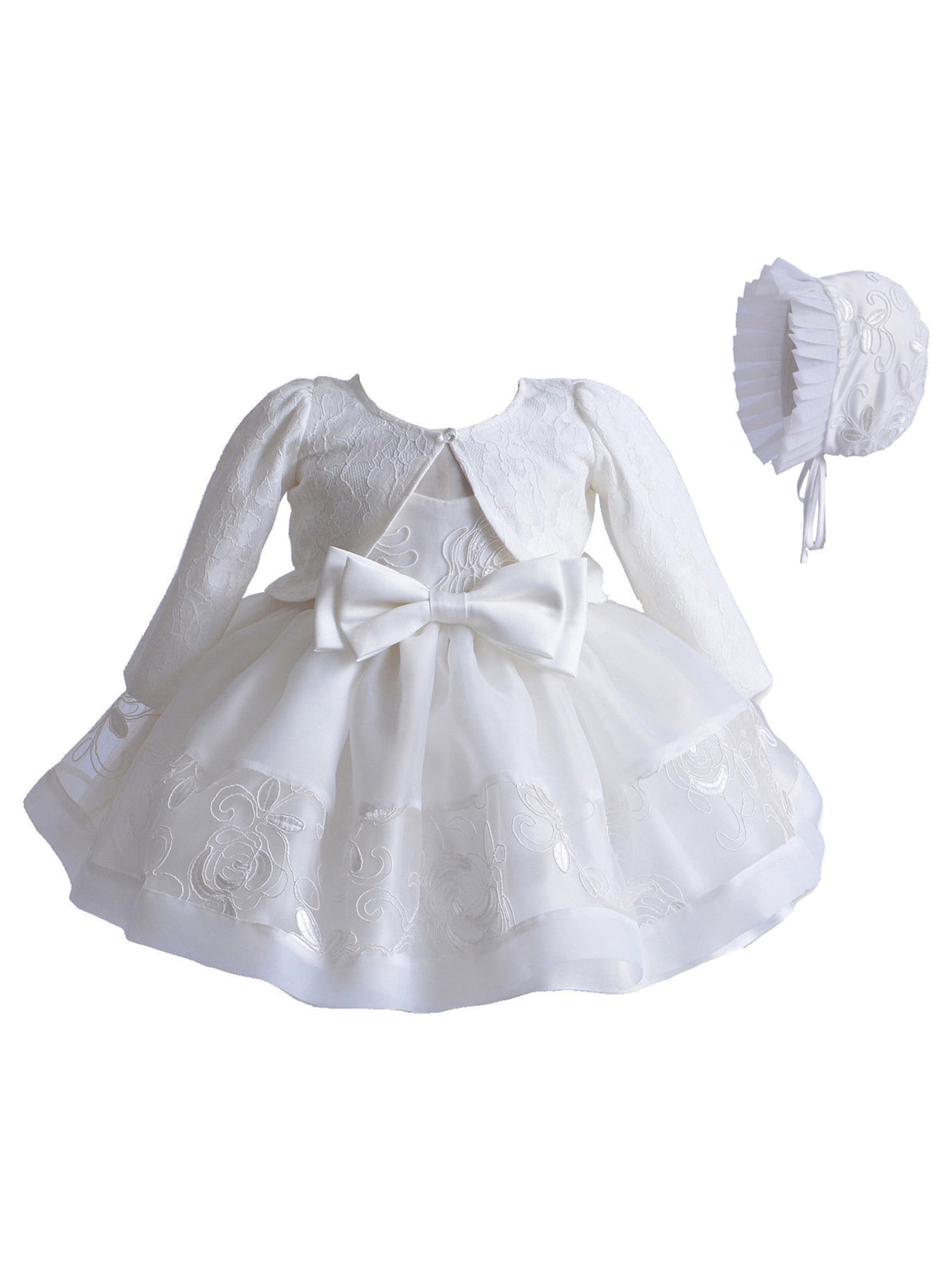 Girls White Lace Christening Gown Bolero Bonnet with Shoes 0 3 6 9 12 18 Months 