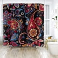 thumbnail image 4 of Boho Floral Shower Curtain, Retro Black and Red Paisley Mandala Bohemian Flowers Bathroom Curtain Vintage Bathtub Home Decor Waterproof Fabric Machine Washable with 12 Hooks, 4 of 6
