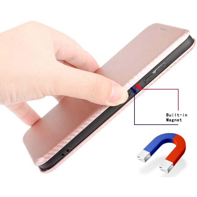 Estuche para teléfono celular para Sony Xperia 1 II Textura de fibra de carbono Flip horizontal magnético TPU + PC + Estuche de cuero PU con ranura para tarjeta (Color : Rosa) ZefeiWu 8390612505072