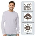 thumbnail image 4 of M&O Men’s Gold Soft Touch Long Sleeve T-Shirt 100% Preshrunk Cotton Standard Fit Casual Tee (White, M), 4 of 7