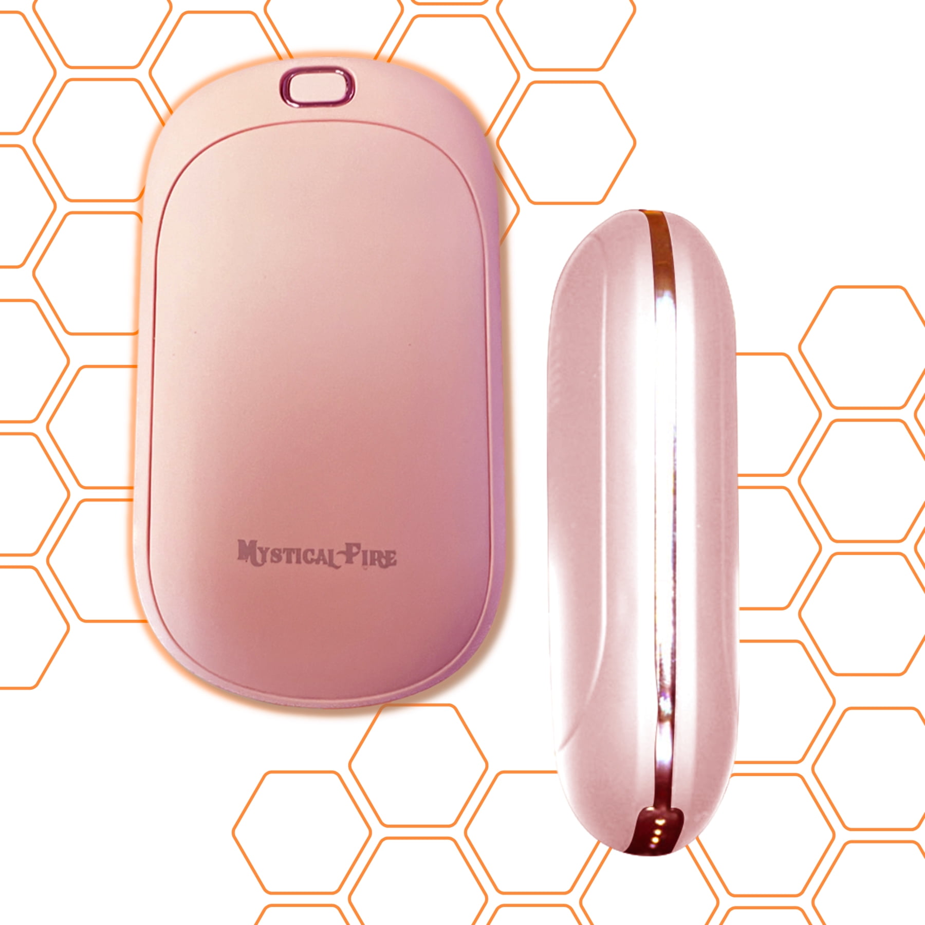 Hand Warmer Rechargeable USB C 5200mAh Portable Electric Charging Heater (PINK) By Mystical Fire Great Gift For Men & Women - Keep Your Hands Warm In The Outdoors While Camping Skiing Or Hunting