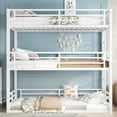 thumbnail image 2 of Heavy Duty Triple Bunk Bed, Twin Size Metal Bunkbeds with Ladder and Guardrails, Family-Friendly 3-in-1 Bunk Beds, No Box Spring Needed, Easy Assembly, White, 2 of 6