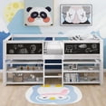 thumbnail image 2 of Euroco Wood Twin Loft Bed with Chalkboards for Bedroom, Low Profile Bed with Blackboard and Shelves for Kids Teens, White, 2 of 12
