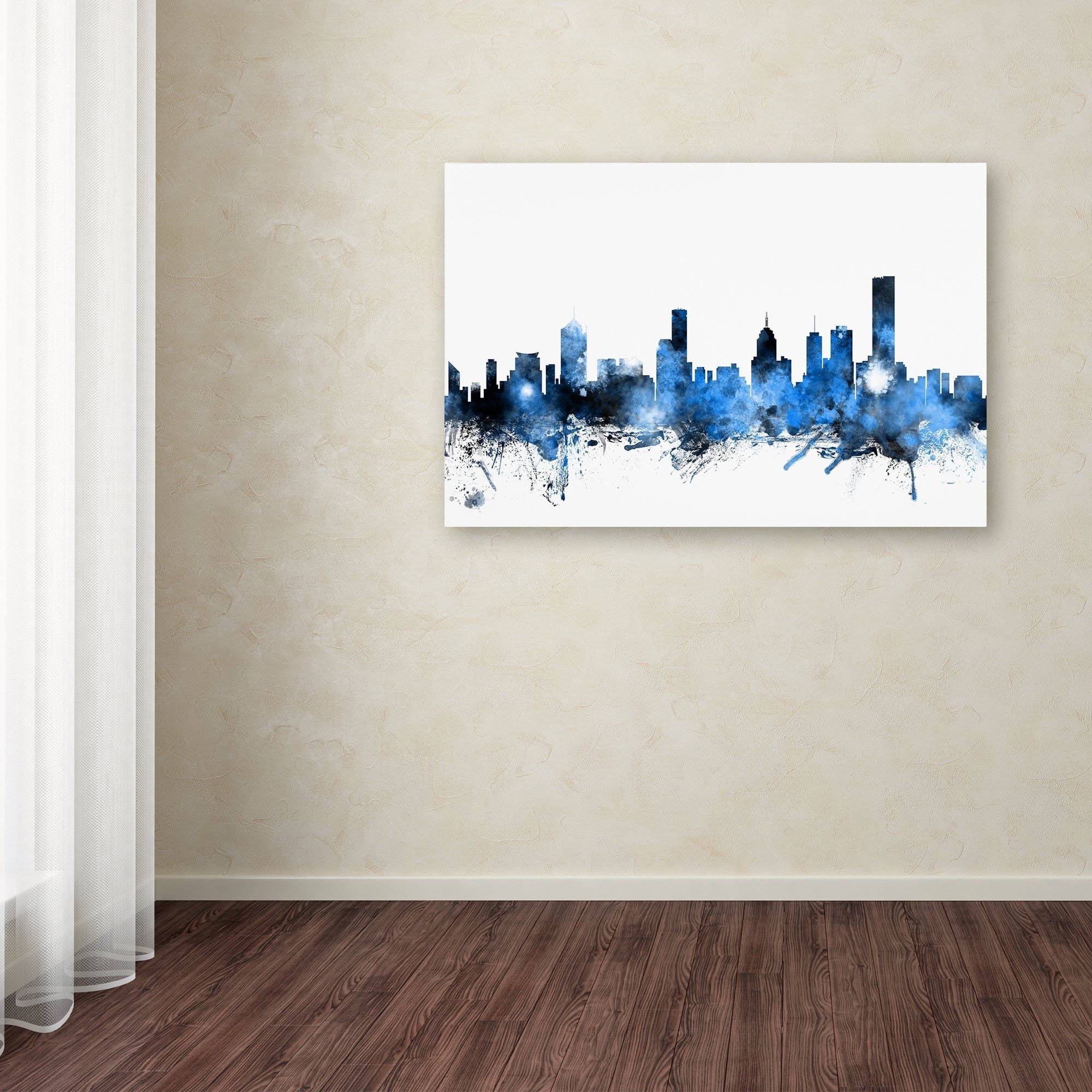 Trademark Fine Art "Melbourne Australia Skyline" Canvas Art by Michael Tompsett
