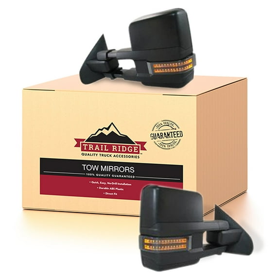 Trail Ridge Tow Mirror Power Fold Heat Memory Smoke Signal Puddle Chrome for GM TR00284 Fits select: 2014-2018 CHEVROLET SILVERADO, 2014-2018 GMC SIERRA