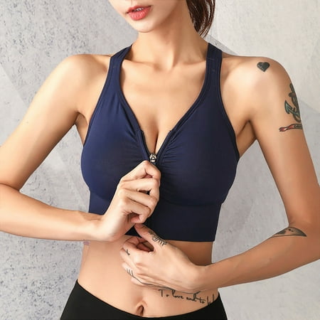 

Hunpta Wire-Free Bralettes For Women Sexy Sports Underwear zipper rimless sexy yoga vest underwear