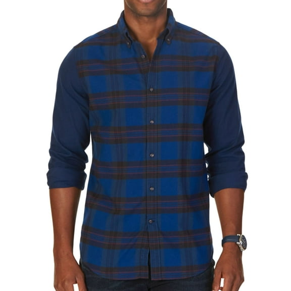 Nautica Mens Helmsman Button Up Shirt, Blue, Medium