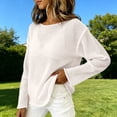 thumbnail image 5 of QASIEATN Women's Mesh Long Sleeve Tops Boat Neck See Through Lightweight Sweater Crochet Knit Tops Fall Fashion Outfits for Women, 5 of 5