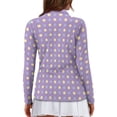 thumbnail image 2 of Yuyamidu Polka Dots Golf Shirts for Women Purple Long Sleeve Quarter Zip V-Neck Golf Tennis Shirt Lightweight Athletic Shirt Size M, 2 of 8