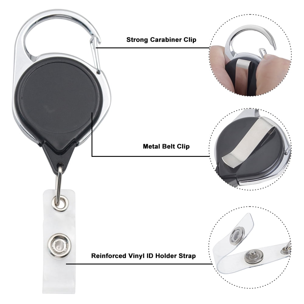 GOGO Retractable Badge Reel Carabiner Clip for Id Card Holder Wholesale Lot of 100