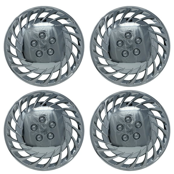 New Universal 4 PC Chrome 14" Hub Cap 808 Set Style Snap Clip On Hub Cap