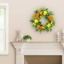 CC Christmas Decor Peony Floral Artificial Spring Wreath - 24" - Yellow
