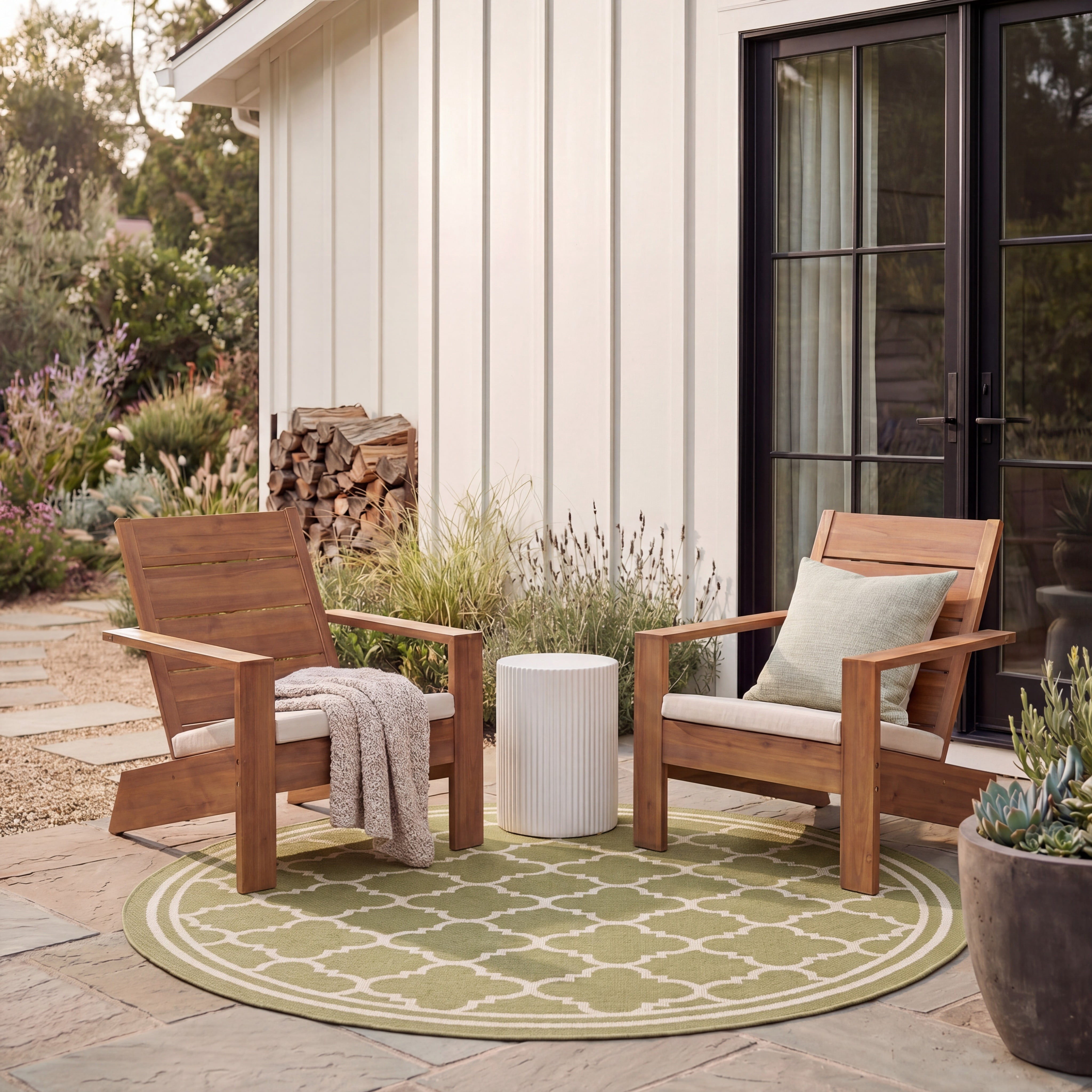 Safavieh Courtyard Alina Geometric Quatrefoil Indoor/Outdoor Area Rug, Green/Beige, 4' x 4' Round