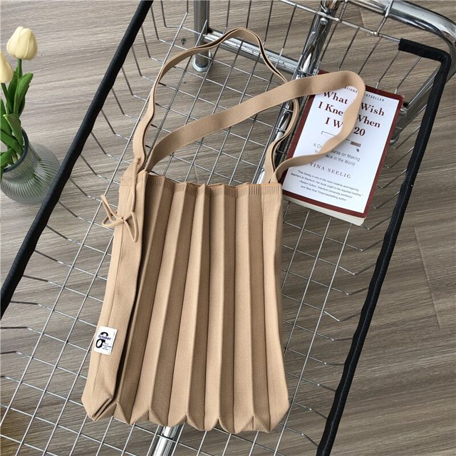 Bolso de hombro de punto con pliegues de lana para mujer, bolso de mano de diseñador elegante con costuras en contraste, bolso de Compras de moda coreana xuanjing unisex