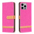 thumbnail image 3 of For iPhone 15 Pro Case,Decase Wallet Card Slots Holder Phone Cover,Premium Cloth Fabric Hybrid PU Leather Full Body Protective Shockproof Shell,for Apple iPhone 15 Pro - Rose, 3 of 5