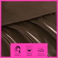 thumbnail image 5 of Betsey Johnson Solid Satin Espresso Brown Full Sheet Set, Silky Satin Bedding, Machine Washable, 5 of 7