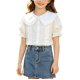 thumbnail image 2 of Odeerbi Camisa de Vestido de Algodón de Las Niñas Flor Bordado de Manga Corta Uniforme de La Escuela Con Bolsillo, 2 of 9