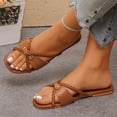 thumbnail image 4 of Womans Sandles Women's Versatile Plus-Size Strappy Sandals Spring/Summer Style Trendy Comfortable Heel Open Toe Two-Way Beach Flat Sandals.,Brown,41, 4 of 9