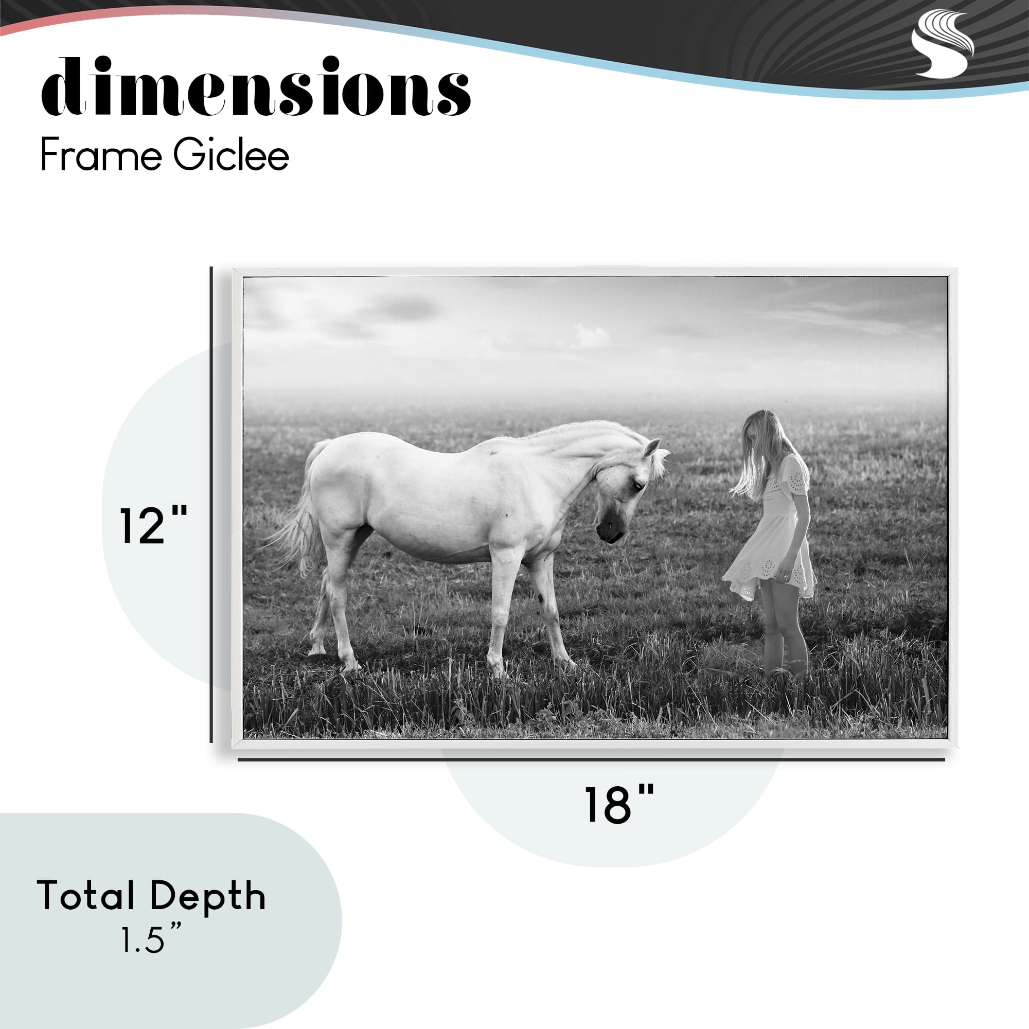 Her White Horse White Framed Giclee Art, design by Ata Alishahi