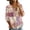 Dark Purple, variant on Women's Patchwork Floral 3/4 Sleeve Blouse - V-Neck Button Down Boho Tunic Top, Lightweight Casual Loose Fit Shirt for Spring Summer Pink L