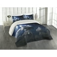 thumbnail image 2 of Ambesonne Space Quilted Coverlet 3 Pcs, Moon Clouds Stars Night, King Size, Dark Blue White, 2 of 4