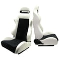 thumbnail image 2 of Ikon Motorsports Compatible with Honda Models 2 Tone White PVlack Suede Racing Seats & Sliders Pair, 2 of 6