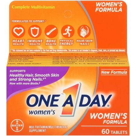 One A Day Women's Multivitamin Supplements with Vitamins A, C, E, B1, B2, B6, B12, Biotin, Calcium and Vitamin D, 60