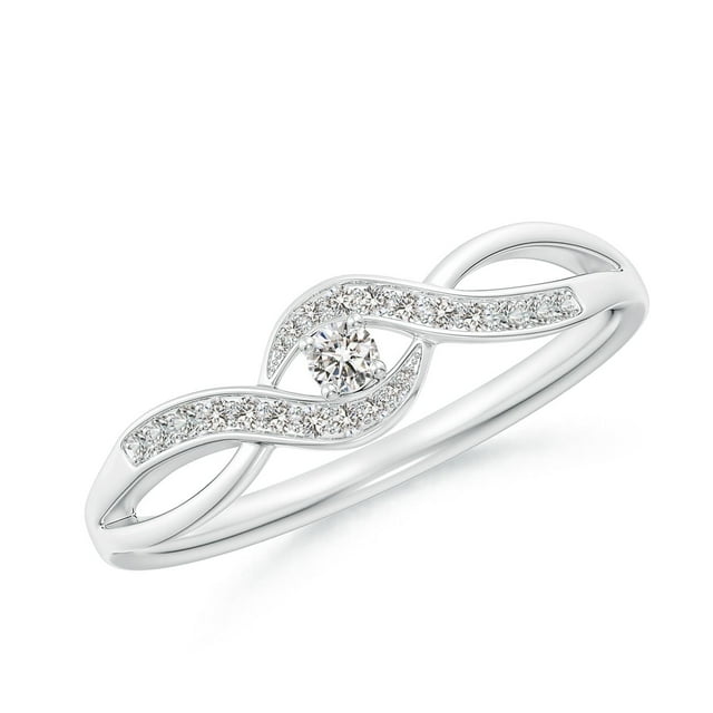 Angara Natural Diamond Ring - Solitaire Round Diamond Infinity Promise Ring in Platinum for Women (Ring Size = 7)
