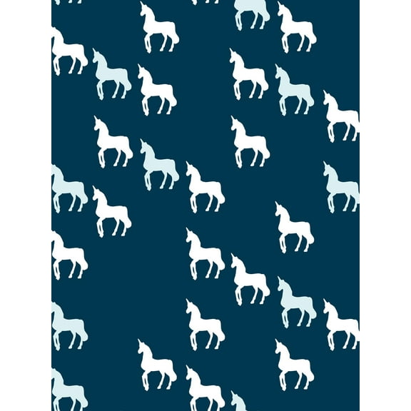 Unicorn Check Removable Vinyl Wallpaper by Barbie - Navy