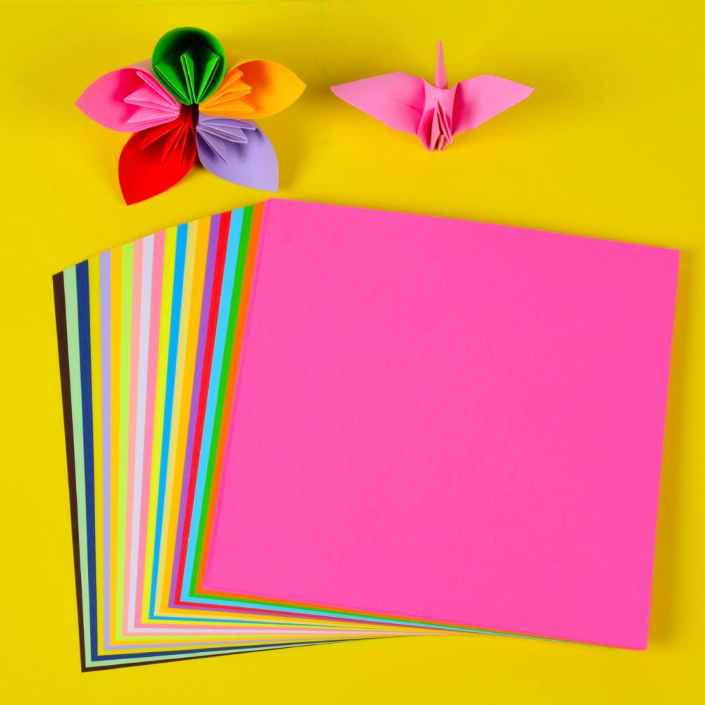 100 Sheets Origami Paper Handmade Folding Paper for School DIY and Arts & Crafts Mixed Color 200x200x9.5mm 10 colors 100 sheets/Bag
