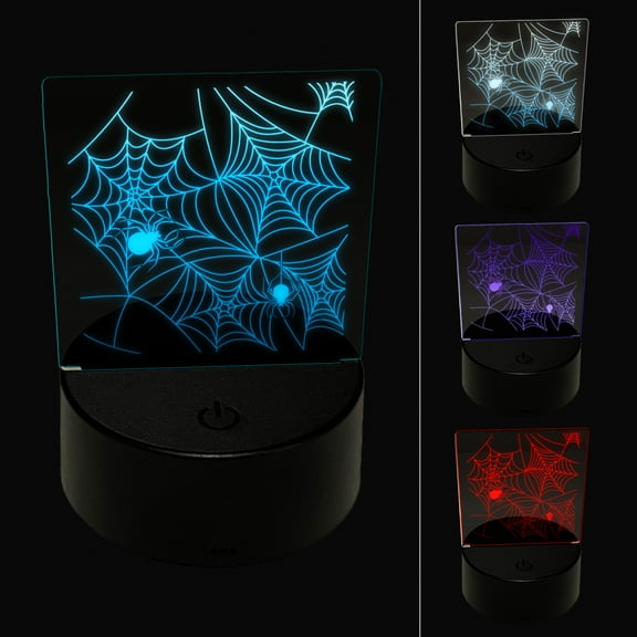 Creepy Spider Web Halloween LED Night Light Sign 3D Illusion Desk Nightstand Lamp