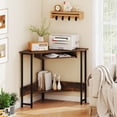 thumbnail image 2 of Costway Triangle Corner Computer Desk w/ Charging Station Keyboard Tray & Storage Shelf, 2 of 10
