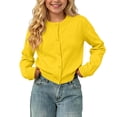 thumbnail image 6 of HAiming Kids Cardigan Button down Shirts Long Sleeve Comfy Loose Casual Solid Color Scoop Neck Blouses Vacation Outwear Tops, 6 of 9