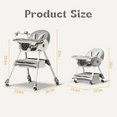thumbnail image 4 of HENG Co. 4 in 1 Baby High Chair, Convertible Foldable Feeding Chair for 6 Months to 3 Years Infants,Gray, 4 of 10